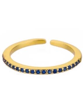 Gold PVD Coated Blue Pave Open Band Ring